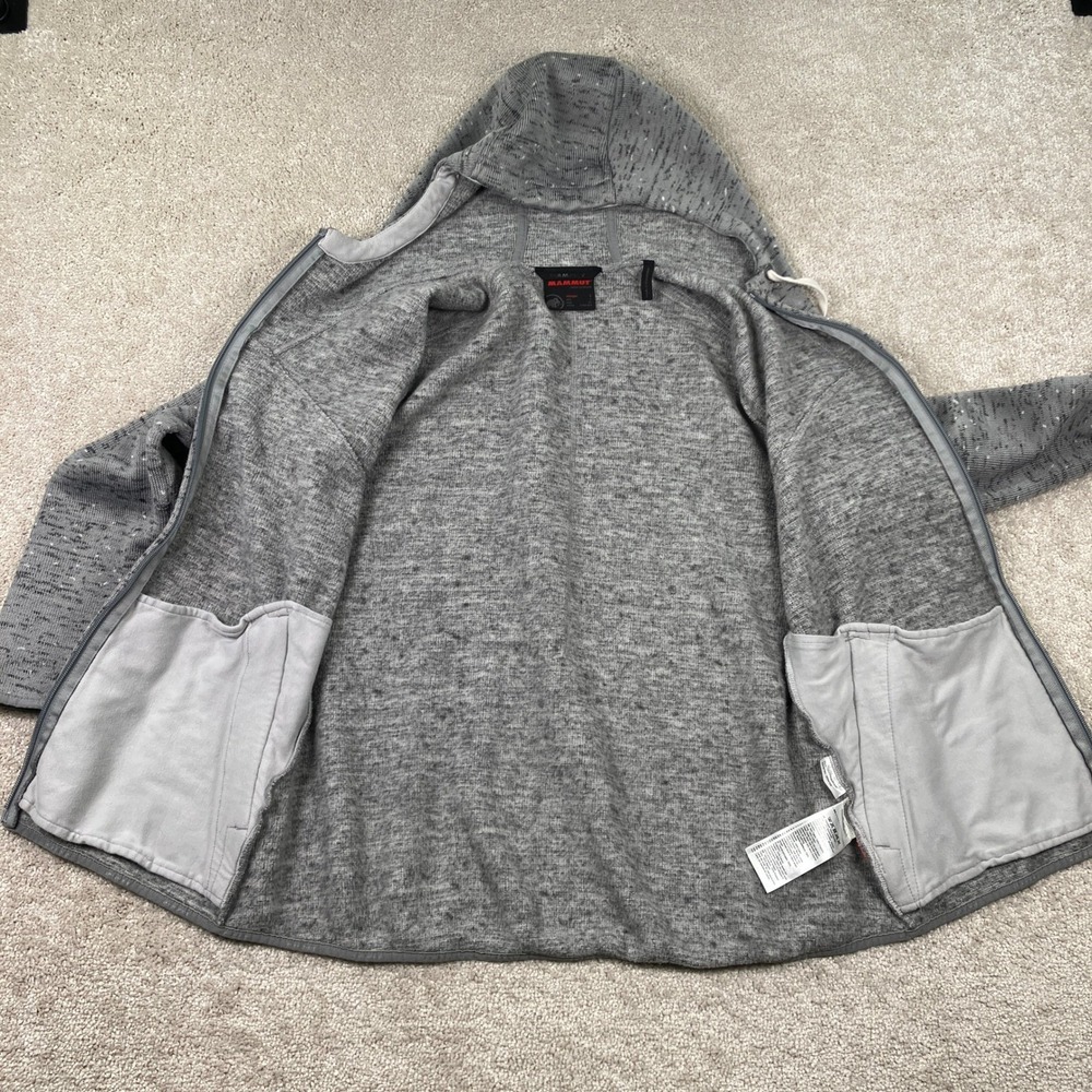 Mammut Chamuera ML Hooded Jacket Womens L Gray Knit Fleece Zip Up 1014-01370 - Picture 7 of 10